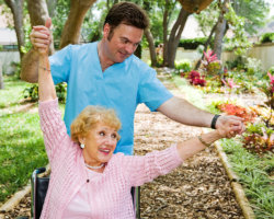 happy caregiver and patient